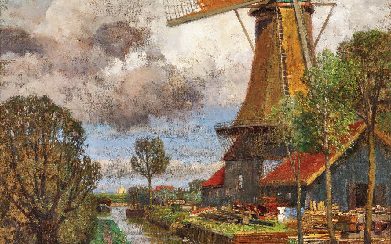 Tina Blau - Aan de Noordendijk. Dordrecht (Molen De Nagtegaal)